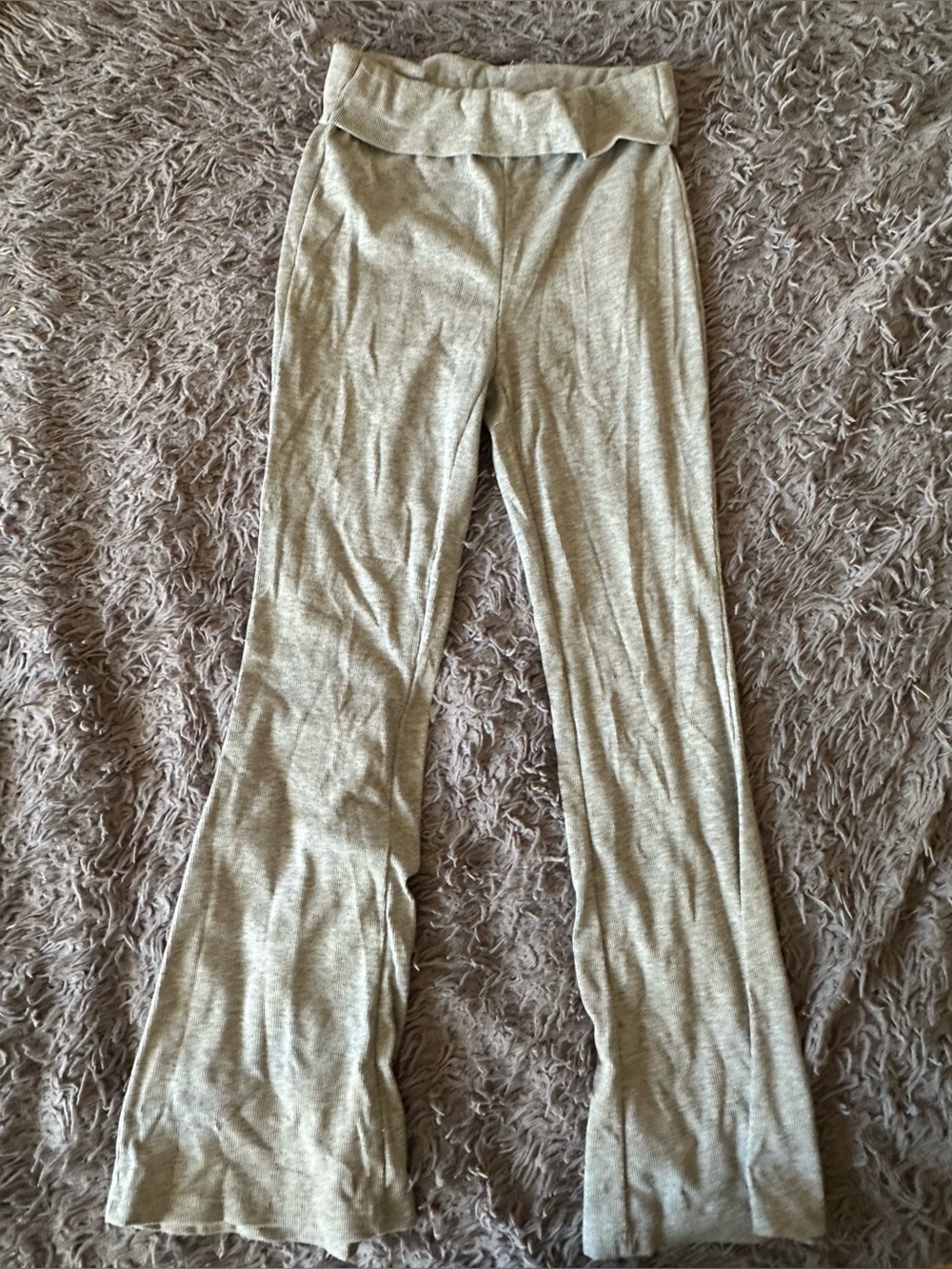 Gray Foldover bootcut leggings